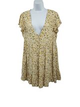 AEROPOSTALE WOMENS SIZE LARGE FLORAL V-NECK YELLOW BABYDOLL DRESS -New - $23.99