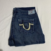 True Religion Johnny Women&#39;s 31 Dark Wash Blue Stretch Denim Slim Straig... - $506.16 MXN
