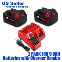 Lizone 2PC 9.0AH 48-11-1890 48-59-1812 for Milwaukee 18V M18 Battery and Charger - $199.99