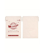 White Christmas Santa Claus Elk Letter Print Drawstring Gift Sack Bag - $10.71