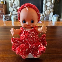 Kewpie Doll with Handmade Red Clothing Outfit 9&quot; with Doll Stand Vinyl - $41.60