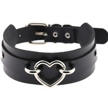Harajuku Pu Leather Choker Heart Collar Bondage Goth Choker Women Belt Necklace - £7.97 GBP