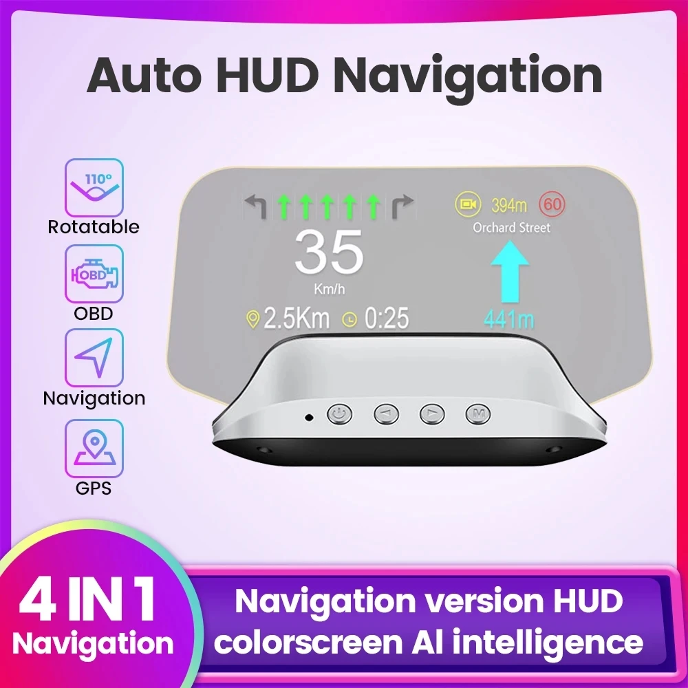 Car Accessories HUD OBD GPS Navigation Colorscreen Ai intelligence Car Head Up - £64.64 GBP