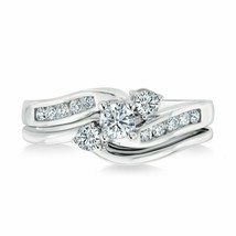 1.25Ct Moissanite Rotonda 3-Stone 925 Argento Sposa Matrimonio Set Anello - £99.98 GBP