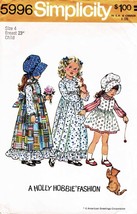 Girl&#39;s Holly Hobbie Dress &amp; Pinafore Vintage 1974 Simplicity Pattern 5996 Size 4 - £15.98 GBP