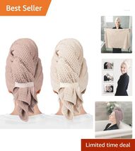 2-Pack Large Microfiber Hair Towels - Quick Dry &amp; Anti-Frizz in Mauve &amp; ... - $44.50