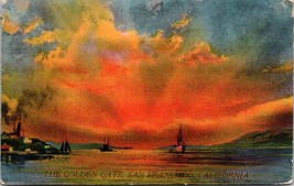 1910 Postcard Golden Gate Bridge Sunset San Francisco Ca Ships Sailboat A1 - £17.76 GBP
