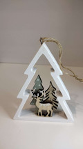 Wooden christmas tree ornament Dear and Trees - $7.61