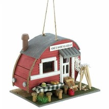Red Vintage Camping Trailer Wood Birdhouse - $22.18