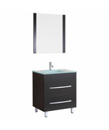 30&quot; Black Bathroom Vanity Cabinet with Glass Top and Mirror LV4-30B Less... - $772.98 CAD