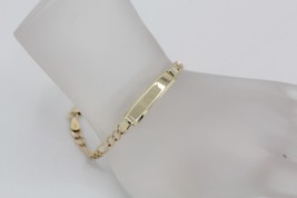 Solid 14K Yellow Gold Figaro Link Baby ID Bracelet Fits 6&quot; Wrist 4.5 Grams - £257.80 GBP