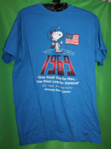 Snoopy 1969 50 Years Kennedy Space Center Souvenir T Shirt Blue Size Adult M - £19.46 GBP