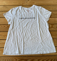 Laurie Felt NWOT Love The One You’re W Scoop Neck Short Sleeve Tee Sz L White A - £13.45 GBP