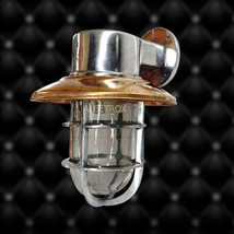 Aluminum Swan Neck Light With Brass Shade Bulkhead Marine Vintage Style Decor - £125.29 GBP