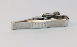 Silver Tone Tie Bar Signed Swank Textured with Ridges Vintage - £5.50 GBP