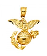 14K Yellow Gold USA Eagle &amp; Anchor Pendant - €214,51 EUR