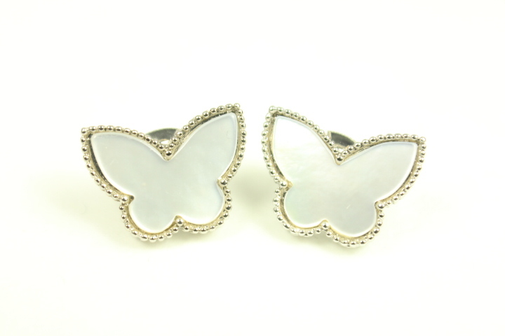 Silver Mother of Pearl Butterfly Earrings