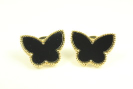 Gold Onyx Butterfly Earrings - £27.33 GBP