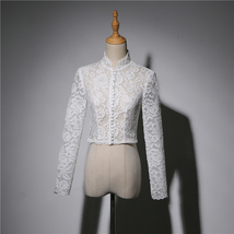 Ivory White Retro Style Lace Shirt Wedding Bridal Custom Plus Size Crop Lace Top image 7