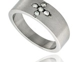 Surgical steel 5 stone cz cross ring 8mm wedding band thumb155 crop
