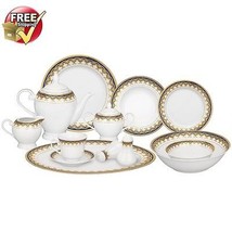 57pc Porcelain Dinnerware Set Plates Bowl Cups Teapot Kitchen Dishes Lid Dish HQ - $305.01