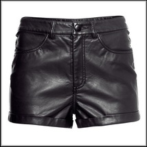 Black Faux PU Leaher "Wet Look" Open Fly High Waist Pleather Shorts image 2