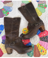 Dansko Leather Harness Boot Rylan Wood Heel Buckle Studs Women Sz 40 9.5 10 - $2,025.16 MXN