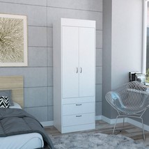 Lisboa White Armoire with Rod &amp; Drawers - $6,292.54 MXN