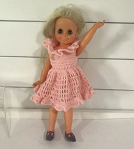 Crissy Velvet Doll Blonde 15&quot; Pink Crochet Dress Ideal Toy Corp. 1969 Vtg - £17.35 GBP