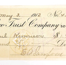 1913 Kineo Trust Company Bank Check E.A. Sampson Dover Maine Signed 4109... - $19.99