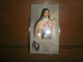 Saint Theresa Little Flower Prayer Card Holy Card with Pendant - £3.93 GBP