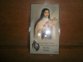 Saint Theresa Little Flower Prayer Card Holy Card with Pendant - €4,37 EUR