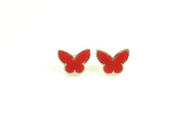 Mini Red Silver Plated Butterfly Earrings - £23.90 GBP