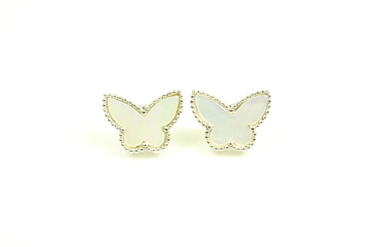 Primary image for Mini Silver Plated Mother Of Pearl Butterfly Earrings