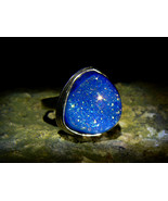 WITCHES QUEEN ORACLE HEALER Blue Aura Druzy Sterling Silver Ring izida h... - £266.18 GBP