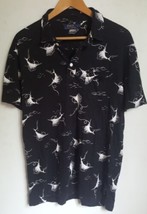 Mens Polo Ralph Lauren Black Swordfish Polo Shirt Large Linen Blend BX - £20.84 GBP