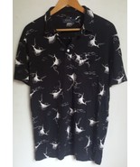 Mens Polo Ralph Lauren Black Swordfish Polo Shirt Large Linen Blend BX - £20.72 GBP