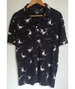 Mens Polo Ralph Lauren Black Swordfish Polo Shirt Large Linen Blend BX - $36.13 CAD