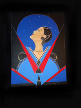 Art Deco Painting HUGE dramatic female with jewelry SIGNED John Davis Canvas Cub - £590.74 GBP