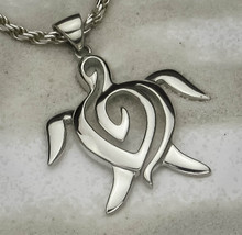 .925 Sterling Silver Open Sea Turtle Pendant - £36.27 GBP