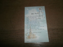 Old Prayer Card , Your Feast , the Bretching Line USA , 198A - £4.78 GBP