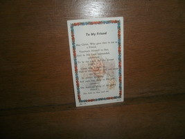 Old Prayer Card , Geffert 156 Italy , To My Friend  - $5.00
