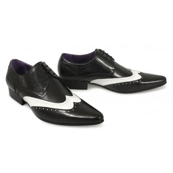 New Handmade mens brogue Black and white leather shoes, Mens formal leather shoe