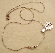 Sterling Silver Cultured Pearl Pendant Necklace w/ Box NOS Genuine 1980s VTG  - £23.42 GBP