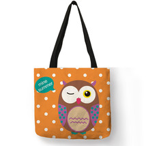 Lovely Blink Owl Printing White Dot Tote Bag Daily Office School Casual Hand Bag - £13.74 GBP