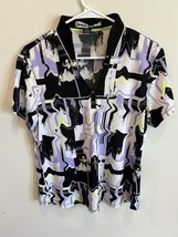 Jamie Sadock Polo Golf Tennis Pickleball Size M Purple Black White Graph... - $23.76