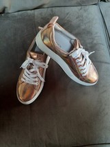 J/SLIDES Margot Rose Gold Leather Platform Sneakers Shoes Women&#39;s Size 8 - $49.50