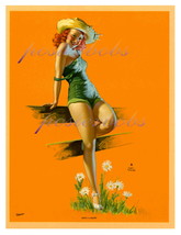 &quot;Shes A Daisy&quot; 22 x 17 inch Vintage Farm Girl Giclee Canvas Pin-up - $59.00