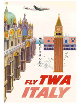 TWA Airlines Vintage ITALY 22 x 17 inch Travel Advertising Canvas Poster Print - £47.16 GBP