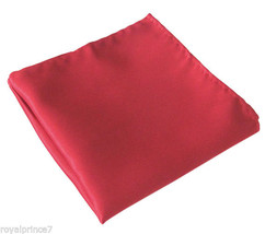 SOLID RED Handkerchief Only Pocket Square Hanky Wedding 100-O - £4.14 GBP